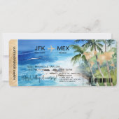 Surprise Boarding Pass Trip Ticket Palm Caribbean Kaart (Voorkant)