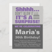 Surprise Cake Party Paarse verjaardag Kaart (Voorkant / Achterkant)