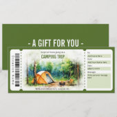 Surprise Camping Trip Ticket Sjabloon Kaart (Voorkant / Achterkant)
