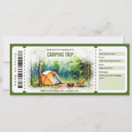 Surprise Camping Trip Ticket Sjabloon Kaart