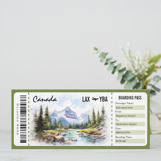Surprise Canada Boarding Pass Cadeaubon Kaart (Staand voorkant)