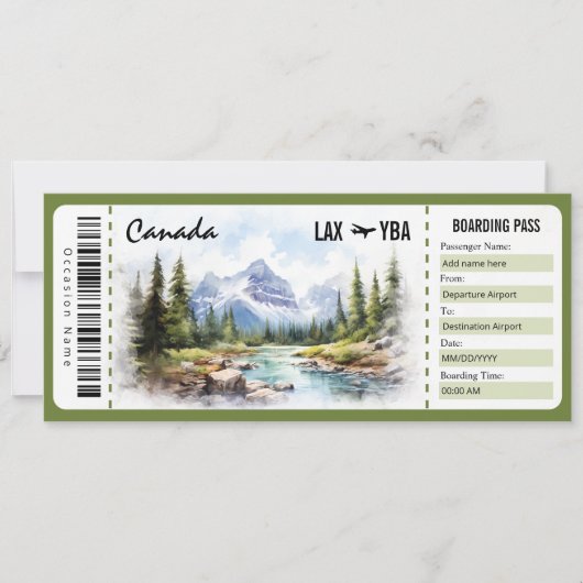 Surprise Canada Boarding Pass Cadeaubon Kaart (Voorkant)