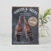 Surprise Cheers and Beers 50th Birthday Kaart (Staand voorkant)