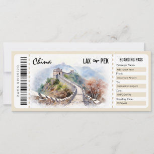 Surprise China Boarding Pass Cadeaubon Kaart