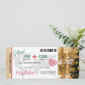 Surprise Christmas Boarding Pass Trip Ticket Kaart (Staand voorkant)