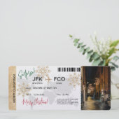 Surprise Christmas Boarding Pass Trip Ticket Kaart (Staand voorkant)