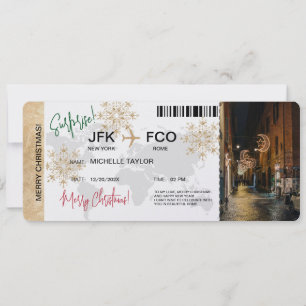 Surprise Christmas Boarding Pass Trip Ticket Kaart