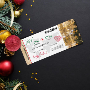 Surprise Christmas Boarding Pass Trip Ticket Kaart