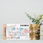 Surprise Christmas Boarding Pass Trip Ticket Kaart (Staand voorkant)