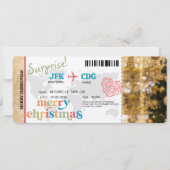 Surprise Christmas Boarding Pass Trip Ticket Kaart (Voorkant)