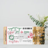 Surprise Christmas Boarding Pass Trip Ticket Kaart (Staand voorkant)