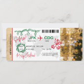 Surprise Christmas Boarding Pass Trip Ticket Kaart (Voorkant)