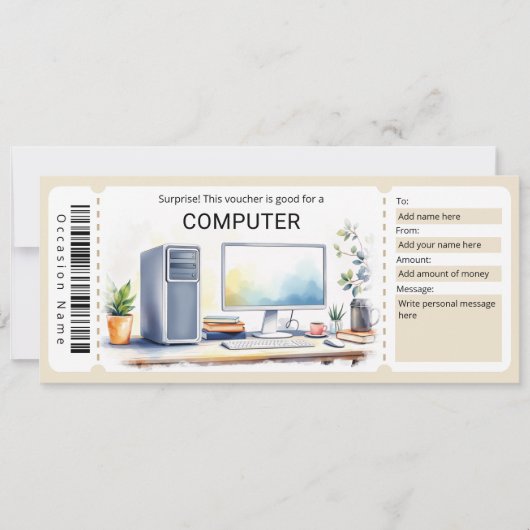 Surprise Computer Cadeaubewijs Kaart (Voorkant)