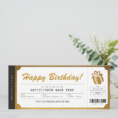 Surprise Concert Gouden Cadeauticket Uitnodiging (Staand voorkant)