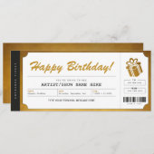 Surprise Concert Gouden Cadeauticket Uitnodiging (Voorkant / Achterkant)