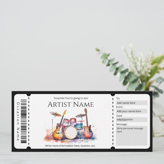Surprise Concert Ticket Sjabloon Kaart (Staand voorkant)