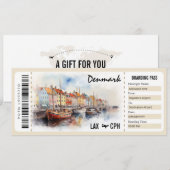 Surprise Denemarken Boarding Pass Cadeaubon Kaart (Voorkant / Achterkant)