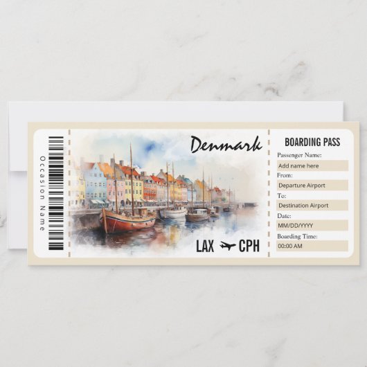 Surprise Denemarken Boarding Pass Cadeaubon Kaart (Voorkant)
