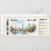 Surprise Dubai Boarding Pass Cadeaubon Kaart (Voorkant / Achterkant)