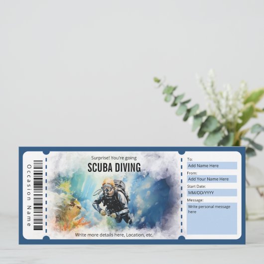 Surprise Duiken Gift Voucher Kaart (Staand voorkant)