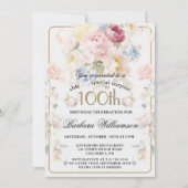 SURPRISE Elegant Painted Floral 100th Birthday  Kaart (Voorkant)