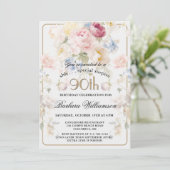 SURPRISE Elegant Painted Floral 90th Birthday  Kaart (Staand voorkant)