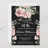 SURPRISE Elegant Painted Roses 40 Birthday Party  Kaart (Voorkant)