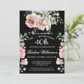 SURPRISE Elegant Painted Roses 40 Birthday Party  Kaart (Staand voorkant)