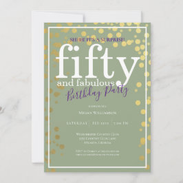 Surprise Fifty en Fabulous Verjaardag Paarse Goud Kaart
