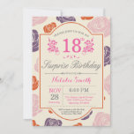 Surprise Floral 18th Birthday Invitation roze Rose Kaart<br><div class="desc">Verrassend Floral 18th Birthday Uitnodiging. Roze Paarse Oranje Rozen. Vrouwen,  dame,  meisje-dag. 13e 15e 16e 18e 21e 30e 40e 50e 60e 70e 90e 100e,  Alle leeftijden. Voor verdere aanpassing,  te klikken gelieve de knoop "van de Aanpassing het"en ons ontwerphulpmiddel te gebruiken om deze sjabloon te wijzigen.</div>