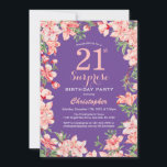 Surprise Floral 21st Birthday Pink Flowers Paars Kaart<br><div class="desc">Verrassend Floral 21e verjaardag Roze Floral Flowers Paars Violet Birthday Uitnodiging. Voor verdere aanpassing,  te klikken gelieve de knoop "van de Aanpassing het"en ons ontwerphulpmiddel te gebruiken om deze sjabloon te wijzigen.</div>