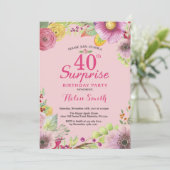 Surprise Floral 40e verjaardag uitnodiging voor vr (Staand voorkant)