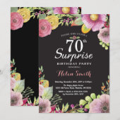 Surprise Floral 70ste verjaardag uitnodiging voor  (Voorkant / Achterkant)