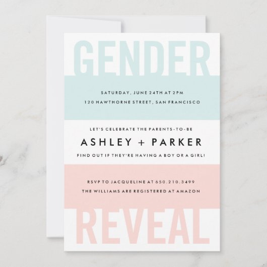 Surprise Gender Reveal Baby shower Invitation Kaart (Voorkant)
