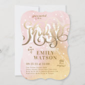 Surprise Girl Gold Foil Waterverf Baby shower Kaart (Voorkant)