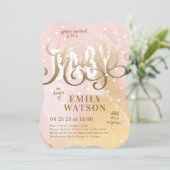 Surprise Girl Gold Foil Waterverf Baby shower Kaart (Staand voorkant)