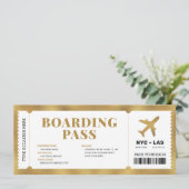 Surprise Gold Boarding Pass Planet Cadeet Ticket Kaart (Staand voorkant)