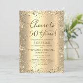 Surprise Gold Glitter 50th Wedding Anniversary Kaart (Staand voorkant)