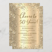 Surprise Gold Glitter 50th Wedding Anniversary Kaart (Voorkant / Achterkant)