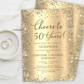 Surprise Gold Glitter 50th Wedding Anniversary Kaart