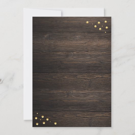 Surprise Gold Glitter Wood Birthday Uitnodiging (Achterkant)