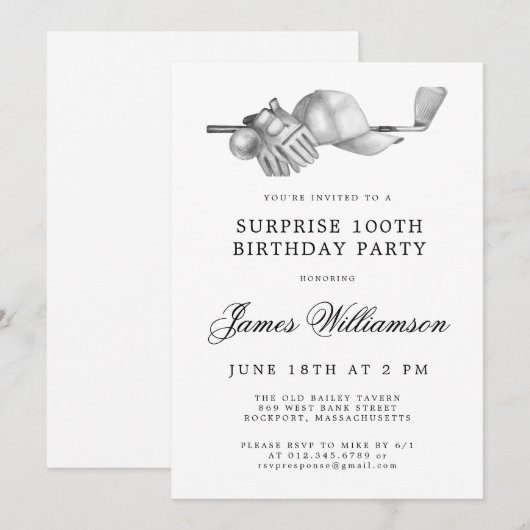 Surprise Golf Thema 100ste verjaardagsfeestje Kaart (Voorkant / Achterkant)