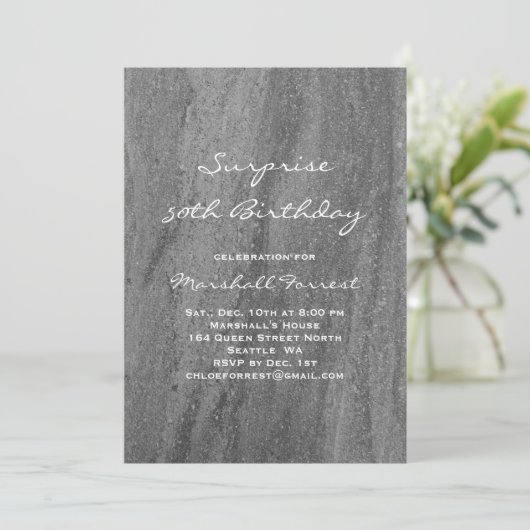 Surprise Granite Birthday Invitation Kaart (Staand voorkant)