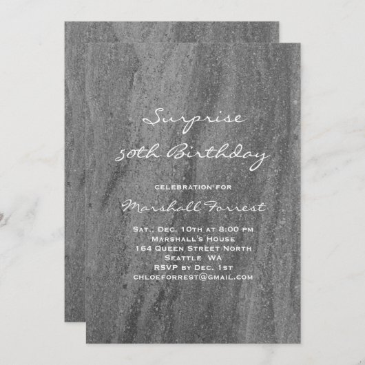 Surprise Granite Birthday Invitation Kaart (Voorkant / Achterkant)
