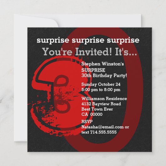 SURPRISE Grunge 30th Birthday Red en Black W202C1 Kaart (Voorkant)