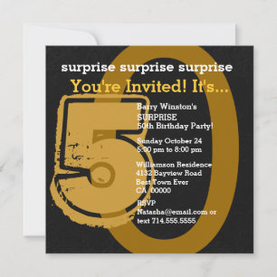 SURPRISE Grunge 50th Birthday Gold Black W202E Kaart