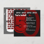 SURPRISE Grunge 50th Birthday Red en Black W202 Kaart (Voorkant / Achterkant)