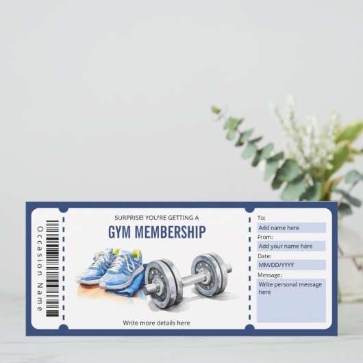 Surprise Gym Lidmaatschap Voucher Sjabloon Kaart (Staand voorkant)