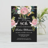 **SURPRISE Handpainted Floral 80th Birthday Party  Kaart (Staand voorkant)