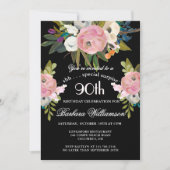 SURPRISE Handpainted Floral 90th Birthday Party  Kaart (Voorkant)